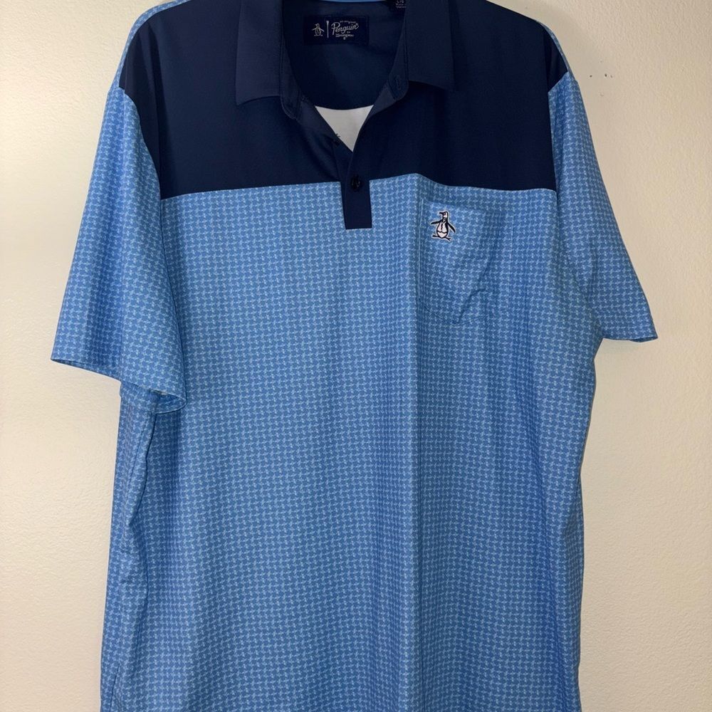 Original Penguin Men's Two-Tone Blue Polo Shirt